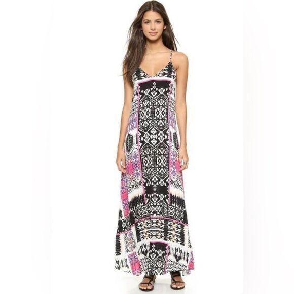 Felicite abstract print retro inspired maxi dress size large - Picture 2 of 8